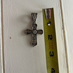 floral and scroll cross pendent (clear crystal).